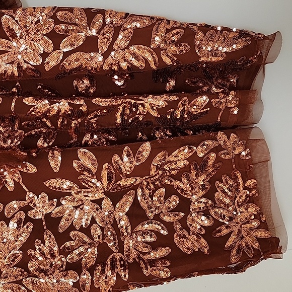 Anthropologie Womens Burnt Orange Floral Sequin Cut Out Blouse Top Size XL - Picture 15 of 16